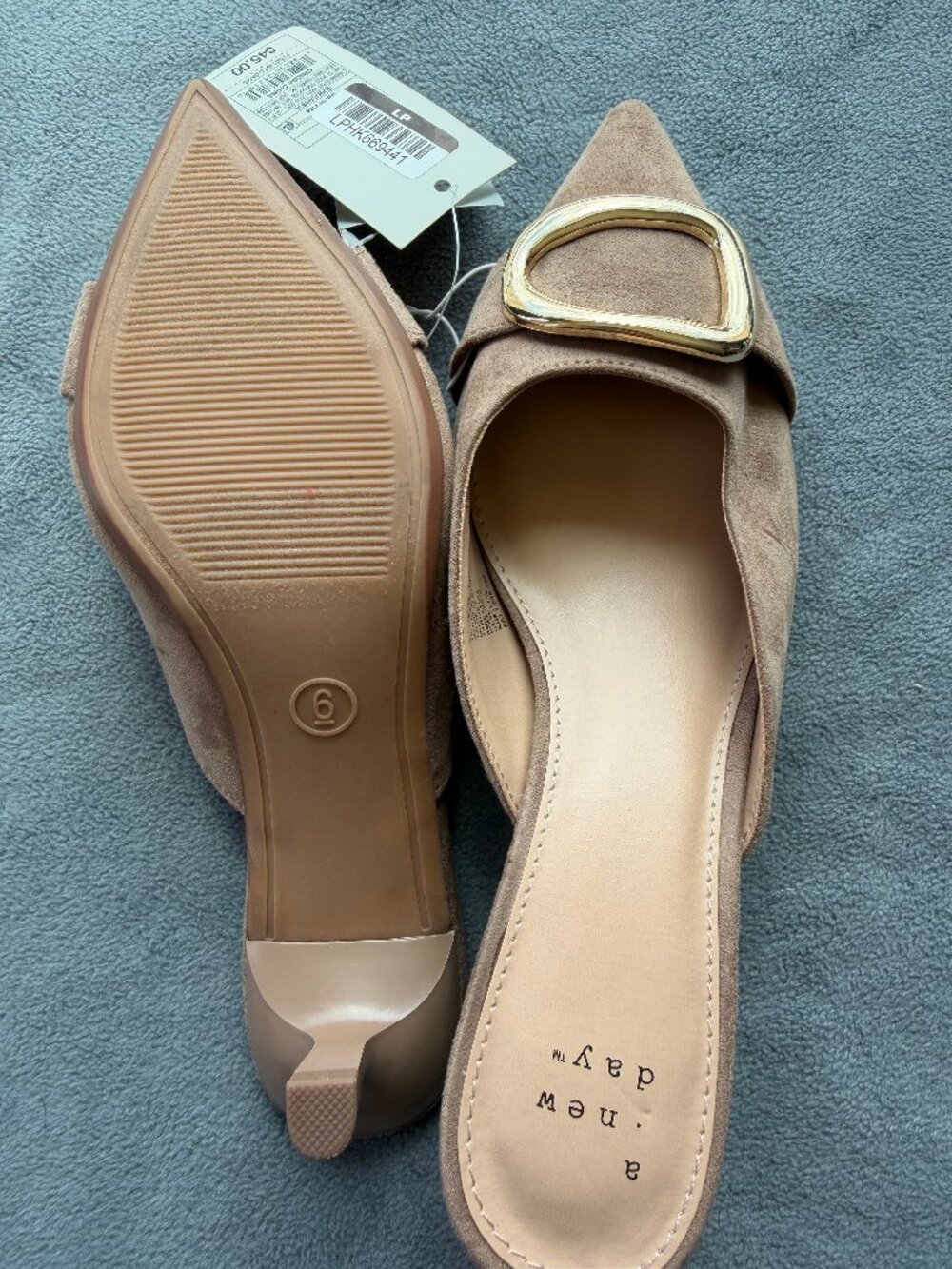 Women's Larissa Pointed Toe Mule Heels – A New Day Beige 6 - Picture 10 of 11